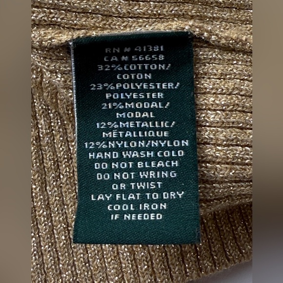 Lauren Ralph Lauren Sparkly Gold Women’s Long Sleeve Turtleneck XL Holiday - Picture 5 of 8